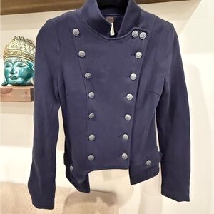 Free People Midnight Blue Double-Breasted Blazer